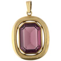A late 20th century 9ct gold amethyst drop pendant, 35.8mm, 5.6g No damage or repair, stamped 375