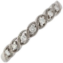 A modern 9ct white gold diamond half eternity ring, set with modern round brilliant-cut diamonds,