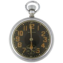 WALTHAM - a Second World War Period British military issue nickel open-face keyless pocket watch,