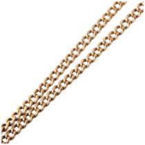 An early 20th century 9ct rose gold solid curb link double Albert chain necklace, Birmingham 1915,