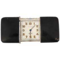 MOVADO - an Art Deco Swiss silver Ermeto self-winding travelling purse watch, silvered dial with