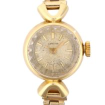 CERTINA - a lady's 18ct gold mechanical wristwatch, circa 1960s, silvered dial with applied gilt