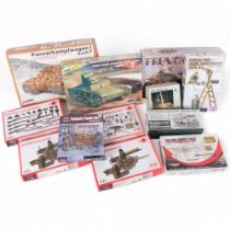 A quantity of plastic model display kits, all military related in nature, including such brands as