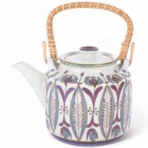 Royal Copenhagen, Aluminia, a mid-century Danish faience teapot, by Berte Jessen, with maker's