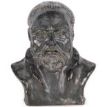 A grey glazed clay bust of Orson Welles, H33cm