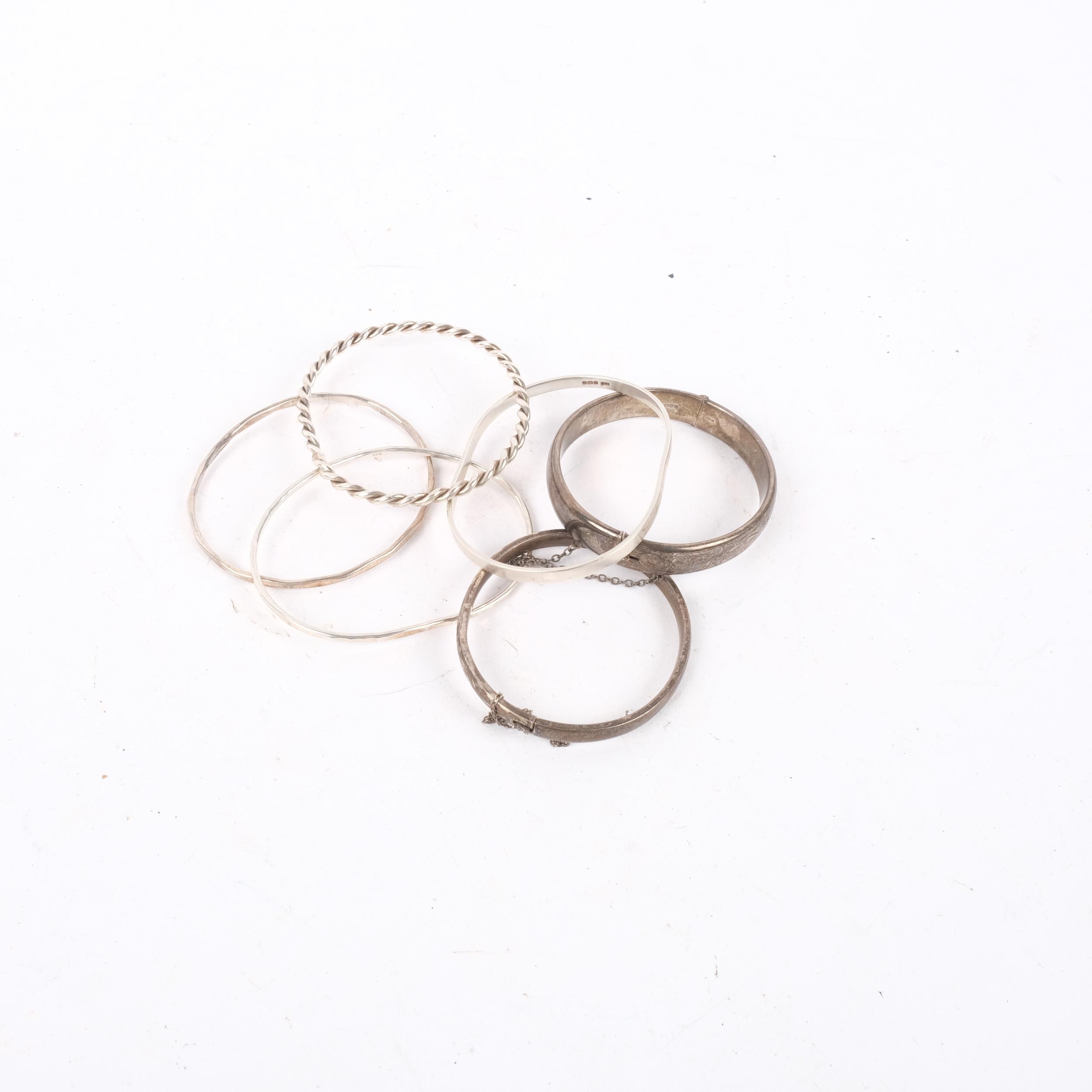 4 silver bangles, and 2 unmarked white metal examples (6) - Image 2 of 2