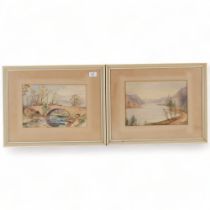 J K Maxton, a pair of framed watercolours, landscapes, 39cm x 50cm overall