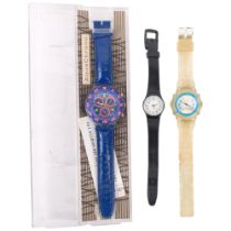 A Swatch AquaChrono quartz wristwatch, and 2 other quartz wristwatches (3)