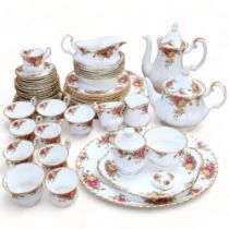 Royal Albert Old Country Roses tea service, coffee set, and dinnerware, including sauce boat, bowls,