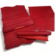 3 rolls of red bag hide leather, from J & E Sedgewick & Co, Walsall, width 132cm