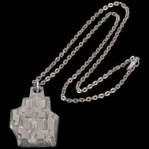 STIGBERT - a large Swedish pewter brutalist abstract pendant necklace