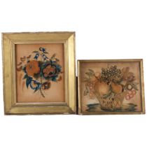 An Antique still life floral picture, painting on silk, labelled to the reverse "flowers", painted