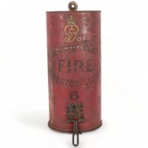 A George V asbestos cloth in original painted metal case, H37cm