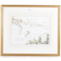 Antonio Zatta, Venetian, Antique hand coloured map of Mare Del Sud a map of Australia and New