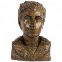 HALLER - a patinated bronze bust, signed to the base, H37cm