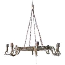 Cast-brass 8-branch circular chandelier