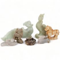 A group of Chinese jade and nephrite carved animals (7)