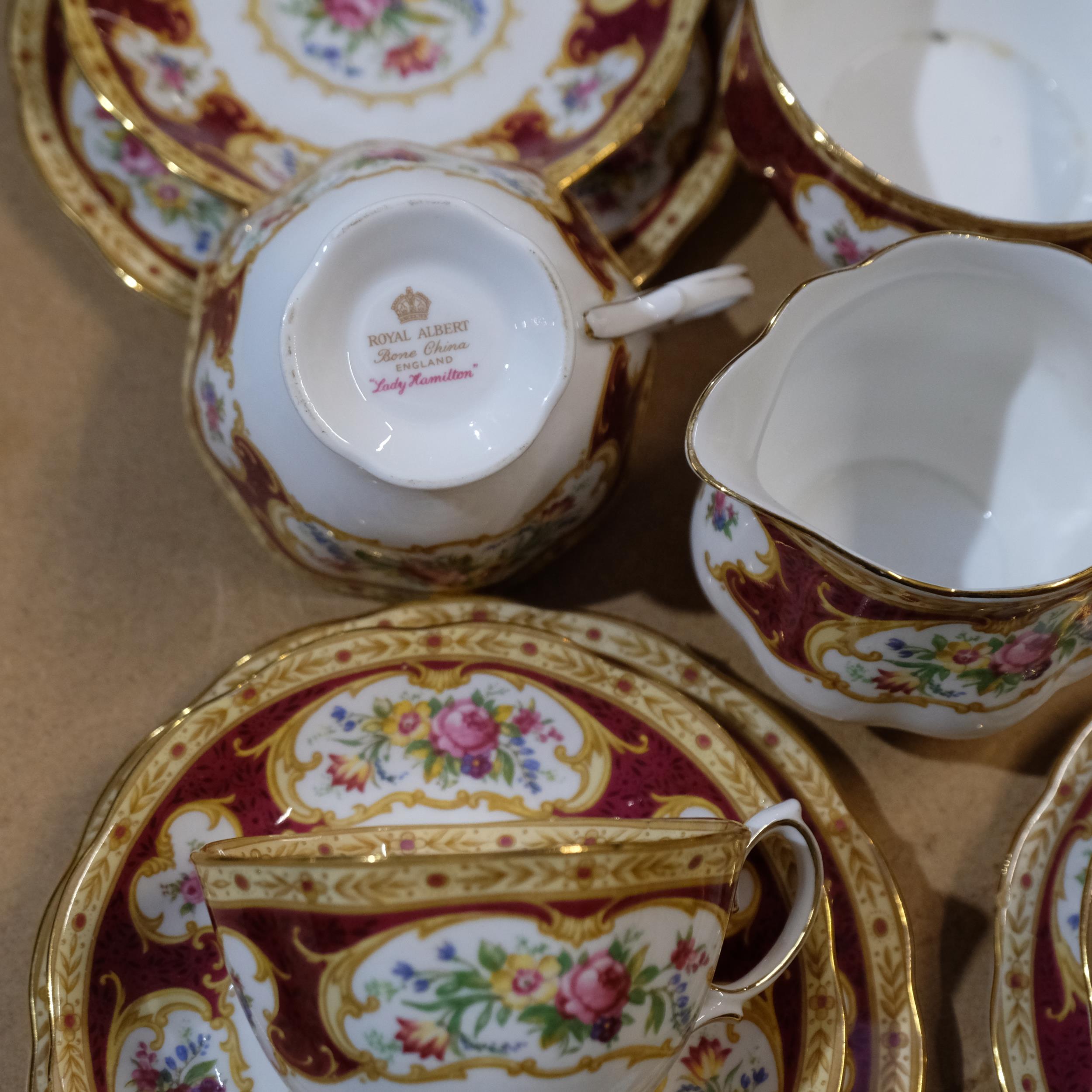 A Royal Albert "Lady Hamilton" 6-piece tea set, tea cups, saucers and side plates, milk jug, sugar - Image 2 of 2