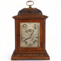 An early 20th century oak-cased 8-day bracket clock, by J J Durrant & Sons Cheapside, London, with