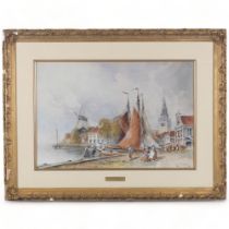 Louis Van Staaten (1836 - 1909), Monnihendam Holland, watercolour, signed, 36cm x 55cm, framed