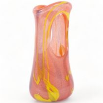 A mid-century Italian free-form blown glass vase, in the manner of AVEM, with internal bubbles and