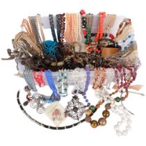 A quantity of costume jewellery, including Art Deco style paste earrings, pearl necklaces,