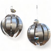 A pair of mid-century Italian steel chandeliers, in the manner of Stilnovo, drop approx 60cm (2)