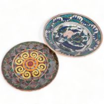 EDMUND LACHENAL, FRANCE - an Iznik style earthenware bowl, and a quimper plate, both with maker's