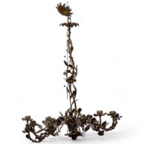 Vintage gilt-metal 8-branch chandelier, with floral and foliate decoration, 68cm across