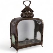 Antique style metal candle lantern, H50cm