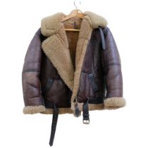 An Irvin RAF style sheepskin aviator flying jacket No size given, jacket is in good overall