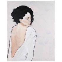 Clive Fredriksson, unframed oil on canvas "girl in white", 70cm x 55cm