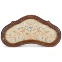 A Victorian serving tray, the mahogany framed needlepoint, floral design, 29cm x 57cm