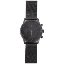 CHEETAH - a black coated stainless steel quartz chronograph calendar bracelet watch, ref. CH-1605,