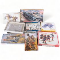 A quantity of plastic model display kits, all military related in nature, various brands including