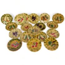 Sarreguenines, 18 various painted fruit decorated side plates, and a shallow dish