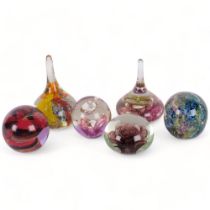 6 decorative glass paperweights, including Caithness