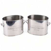 A pair of chrome plate 2-handled Champagne/ice buckets, H18cm