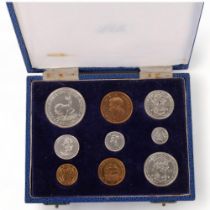 A cased proof set 1947 South African coins
