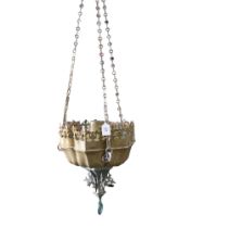 A large metal hanging church votive in Gothic style, 31cm across