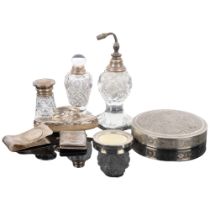 Various silver, including Iranian white metal circular box and cover, English silver Vesta case,