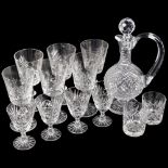 A cut-crystal jug decanter and stopper, and a set of 6 Edinburgh Crystal glasses, H18cm, and 6