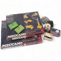 MECCANO - a boxed Meccano set no. 5, appears complete, a boxed Meccano set no. 4, appears near