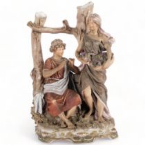 A large Royal Dux sculpture of 2 grape pickers, H45cm There has been some significant repair to