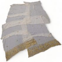 2 similar Vintage throws/bed covers, with lovely gilt embroidered floral pattern at one end of