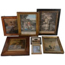 A group of various framed Antique prints, including "Cupid and Psyche", "Sweet Nan of Hampton