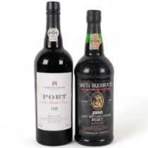 Smith Woodhouse 1990 late bottled Vintage Port, and a Fortnum & Mason 1995 Port