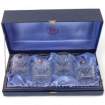 A set of 4 Thomas Webb crystal Whisky tumblers, H8cm, in presentation case