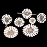 Group of Danish sterling silver and white enamel daisy pattern jewellery, including pendants,