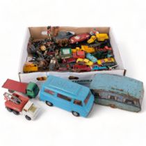 A quantity of various Matchbox, Dinky, Mettoy diecast vehicles and lead toys and accessories